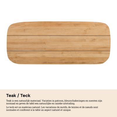 Table de jardin Donato en aluminium noir et teck - Lg 255 x Larg. 115 x H 75 cm