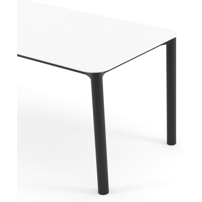 Orso tuintafel rechthoekig afgerond in zwart aluminium en volkeramiek Arctic White - L 200 x B 80 x H 74.5 cm