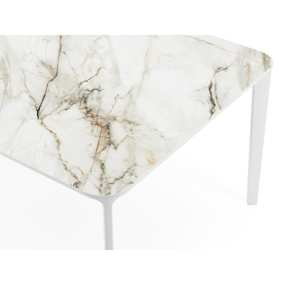Urbino tuintafel in wit aluminium en volkeramiek calacatta luxe - L 290 x B 110 x H 75 cm