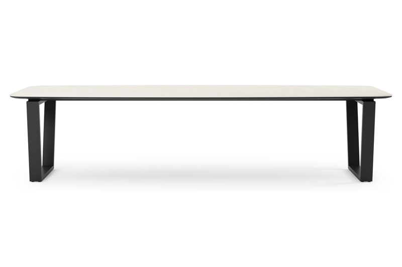 Pagino tuintafel in zwart aluminium en volkeramiek shilin - L 315 x B 115 x H 74 cm