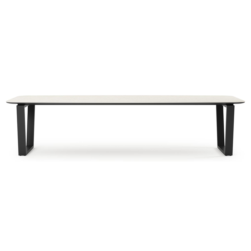 Table de jardin Pagino en aluminium noir et céramique pleine shilin - Lg 315 x Larg. 115 x H 74 cm