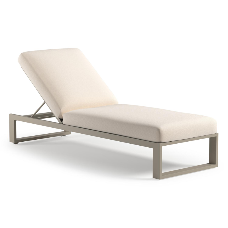 Verato verstelbaar ligbed in beige aluminium met lopi snow all weather sunbrella® luxe