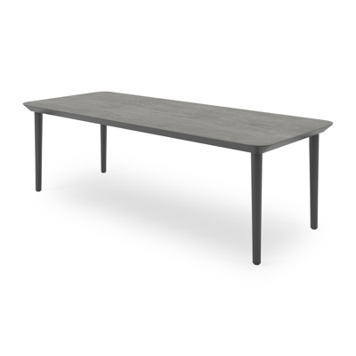 Table de jardin Orso en aluminium noir et céramique pleine aspen grey - Lg 240 x Larg. 100 x H 75,5 cm