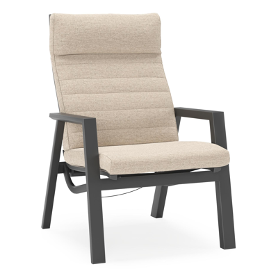 Prato loungestoel in zwart aluminium met rustic weather+ softtouch kussen