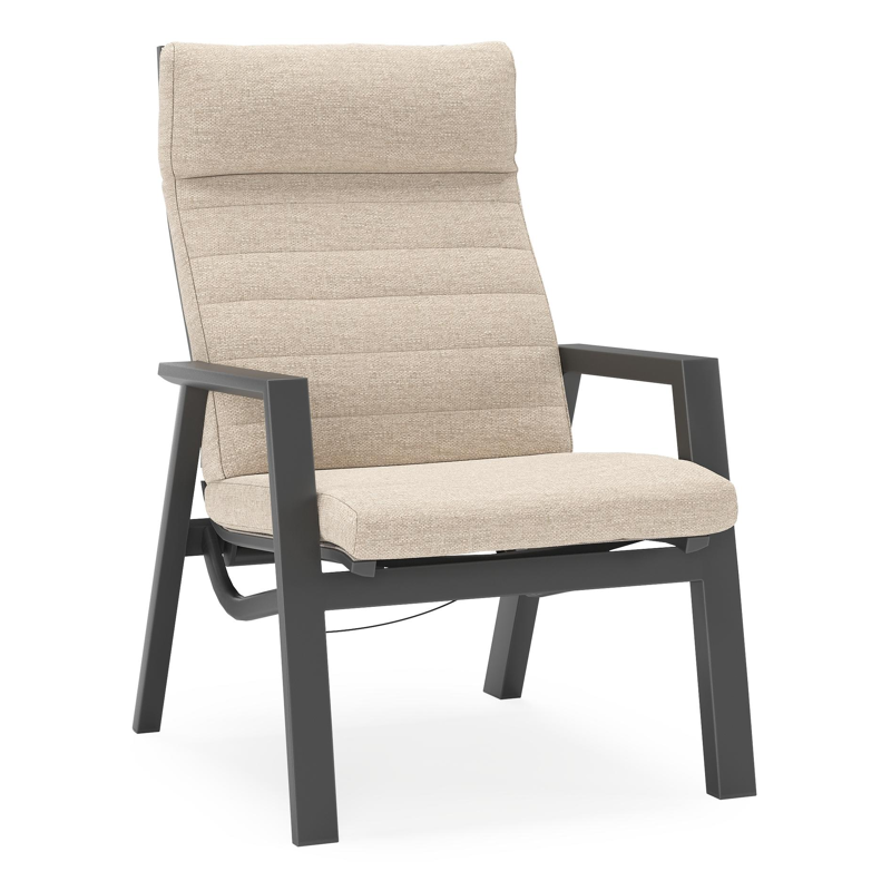 Prato loungestoel in zwart aluminium met rustic weather+ softtouch kussen