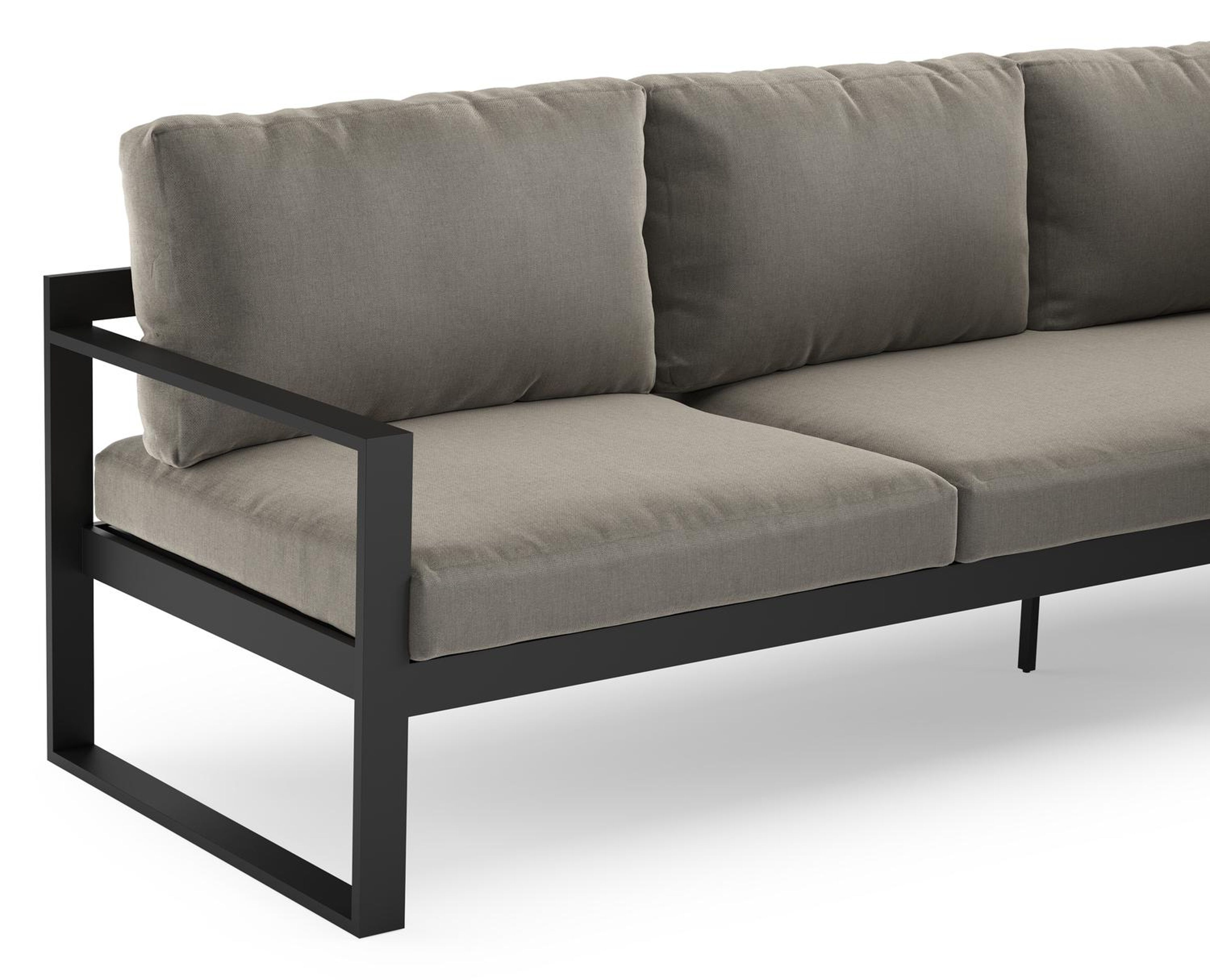 Caldela loungehoek in zwart aluminium met grijs kussen