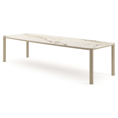Orso tuintafel bootvorm in beige aluminium en volkeramiek Colorado Dunes - L 315 x B 115 x H 74.5 cm