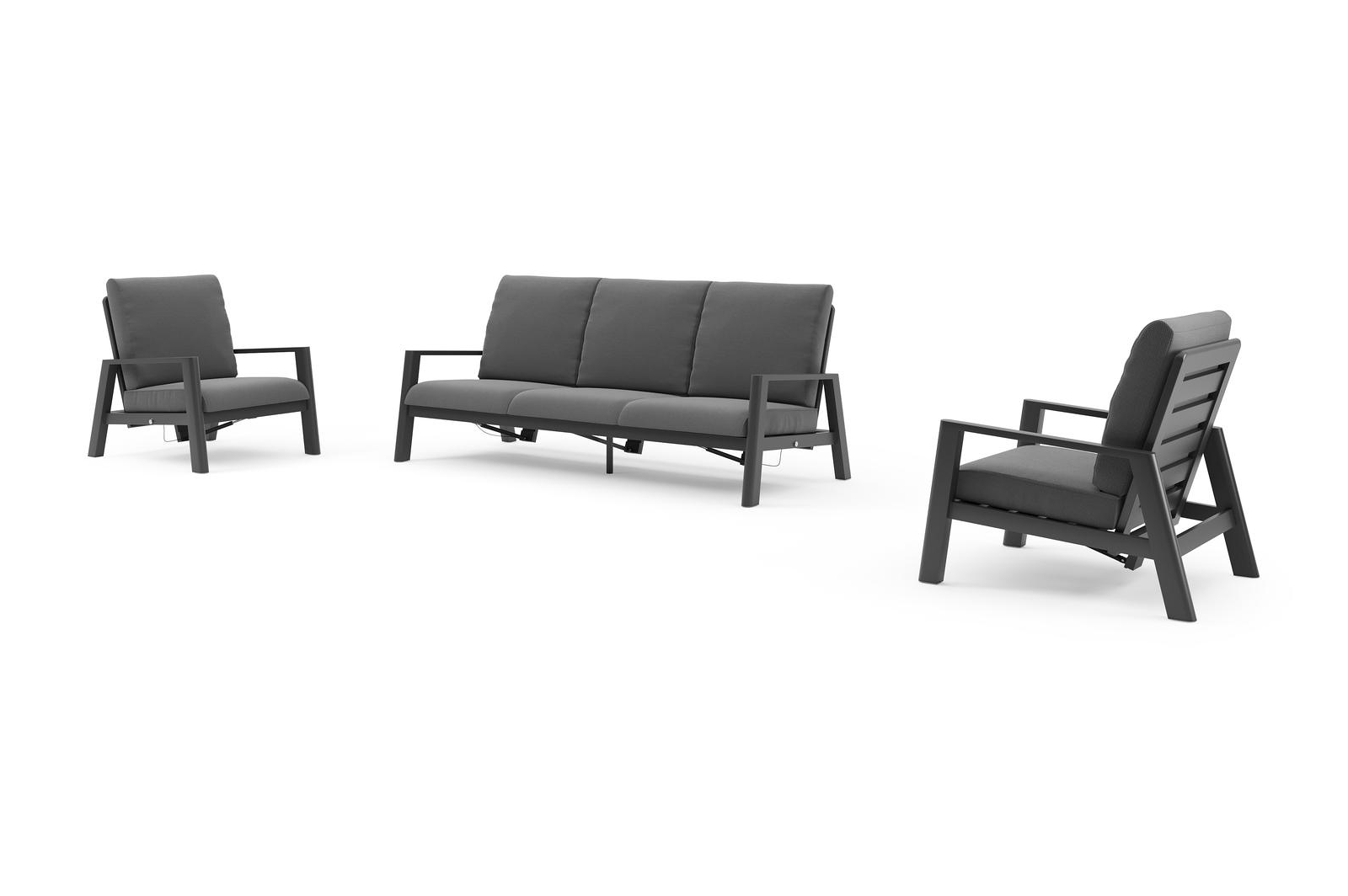 Cirello loungeset in zwart aluminium met lopi shadow all weather sunbrella® luxe kussen