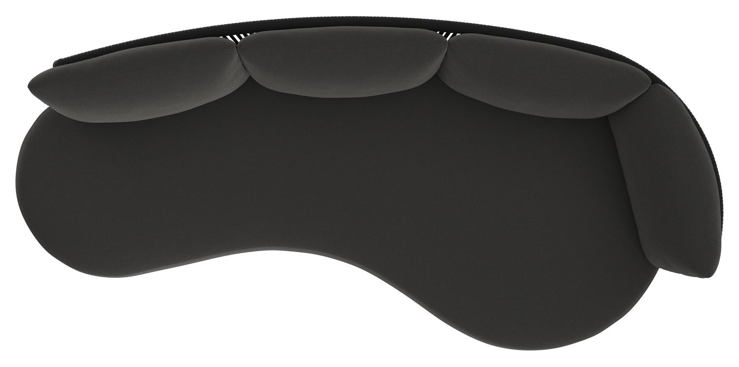 Lomano loungebank in zwart aluminium en zwart verticaal geweven luxe vlakke rope met natte sooty all weather sunbrella® luxe kussen