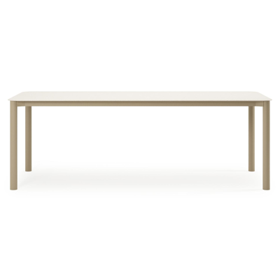 Mira tuintafel rechthoekig afgerond in beige aluminium en sintered stone Crema minerale - L 220 x B 92 x H 74 cm