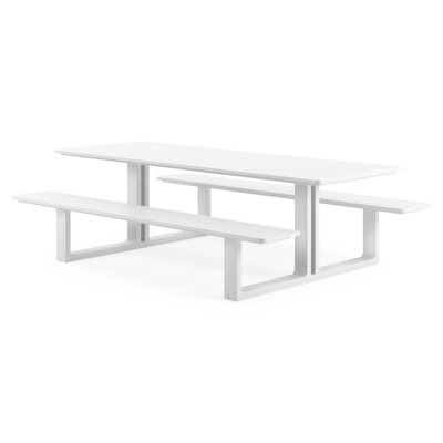 Merano picknicktafel in wit aluminium - L 240 x B 181 x H 73 cm