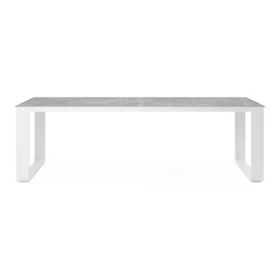 Atessa tuintafel in wit aluminium en volkeramiek zaha stone - L 240 x B 100 x H 74,5 cm