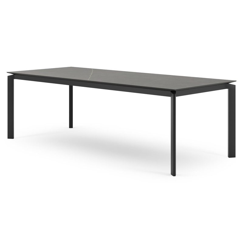Cirello tuintafel in zwart aluminium en volkeramiek calatorao - L 240 x B 100 x H 75 cm