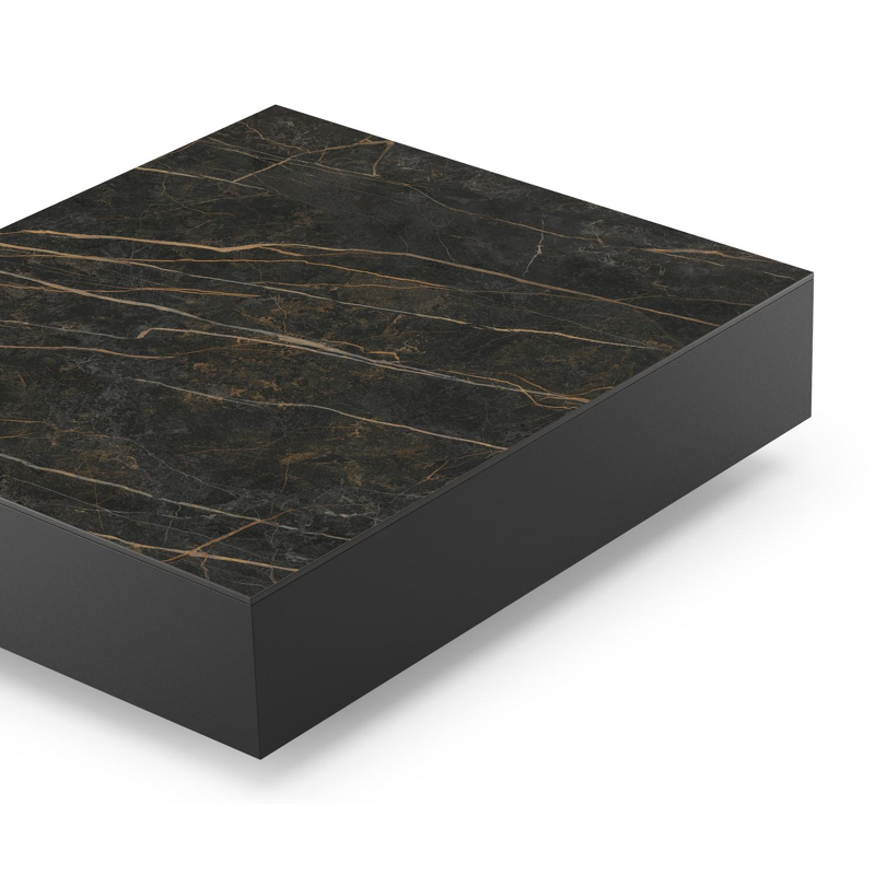 Como loungetafel in zwart aluminium en black obsession volkeramiek - L 70 x B 80 x H 20 cm