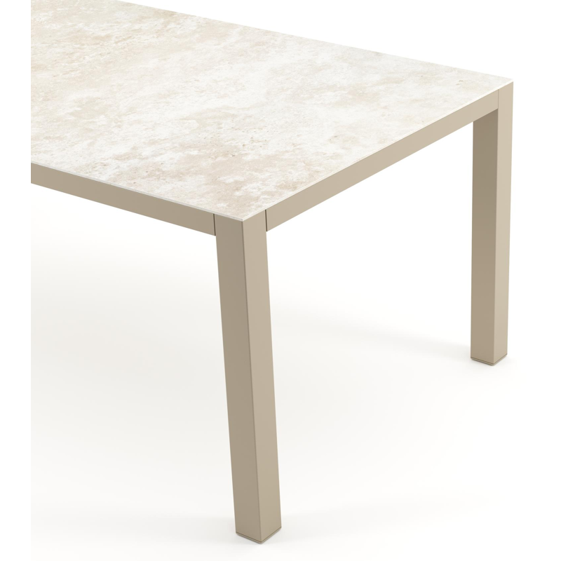 Table de jardin Como rectangulaire en aluminium beige et céramique pleine Rapolano - Lg. 200 x Lrg. 100 x Haut. 73 cm