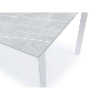 Malito tuintafel in wit aluminium en volkeramiek zaha stone - L 200 x B 100 x H 75,5 cm