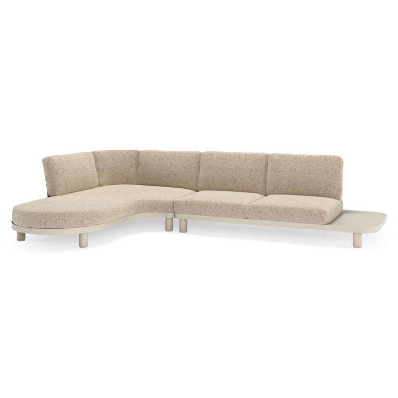 Donato loungehoek in beige aluminium met bora jungle all weather cosytica kussen