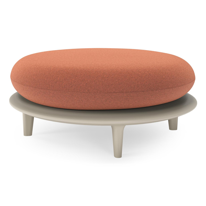 Bomero poef in beige aluminium met heritage rust all weather sunbrella® luxe kussen