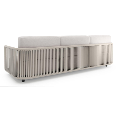 Organo loungeset in zwart aluminium en beige verticaal geweven luxe vlakke rope met ego eggshell all weather Solica kussen