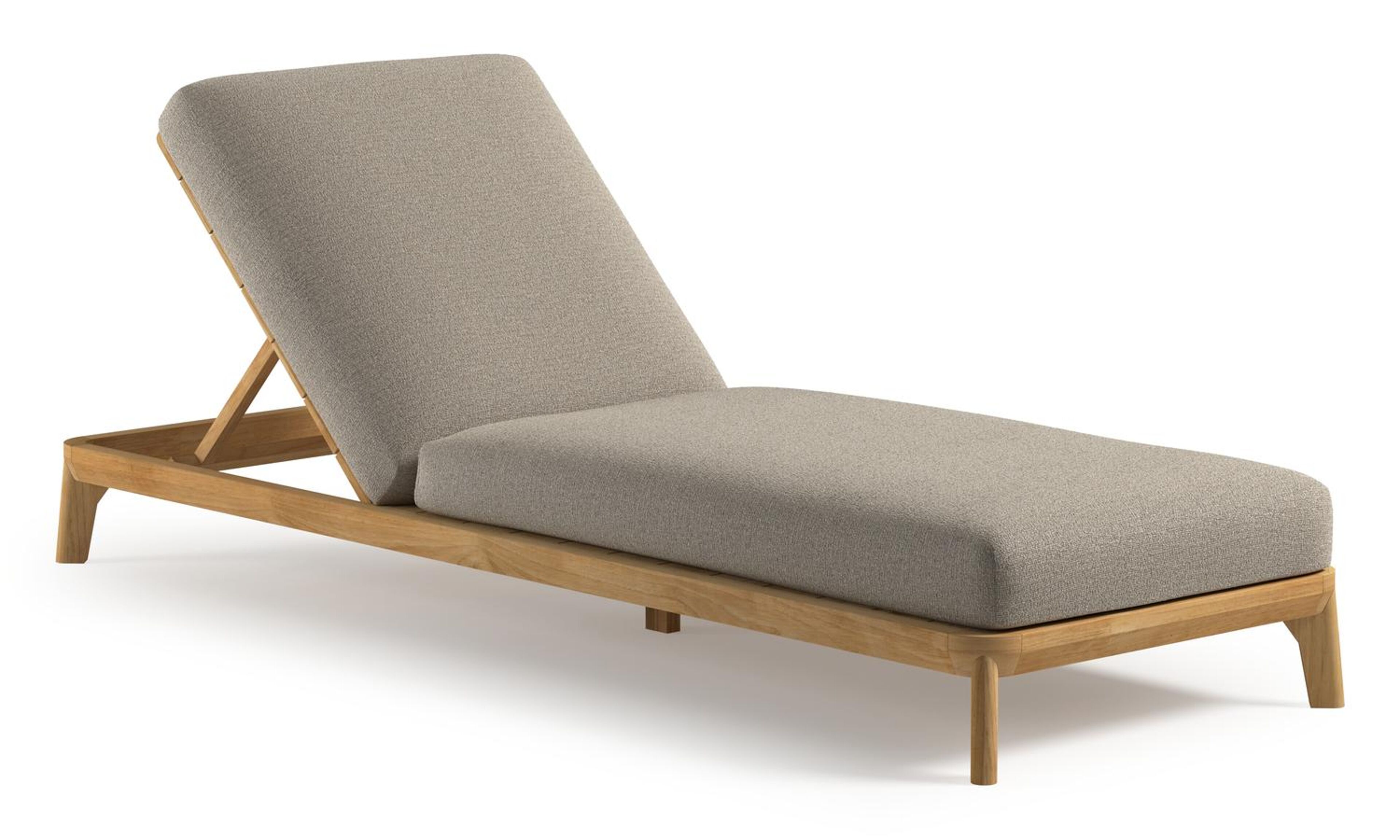 Orso verstelbaar ligbed in teak met catania sand all weather Cosytica kussen