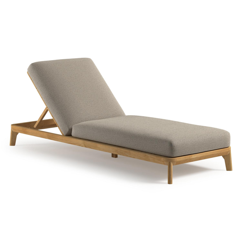 Orso verstelbaar ligbed in teak met catania sand all weather Cosytica kussen