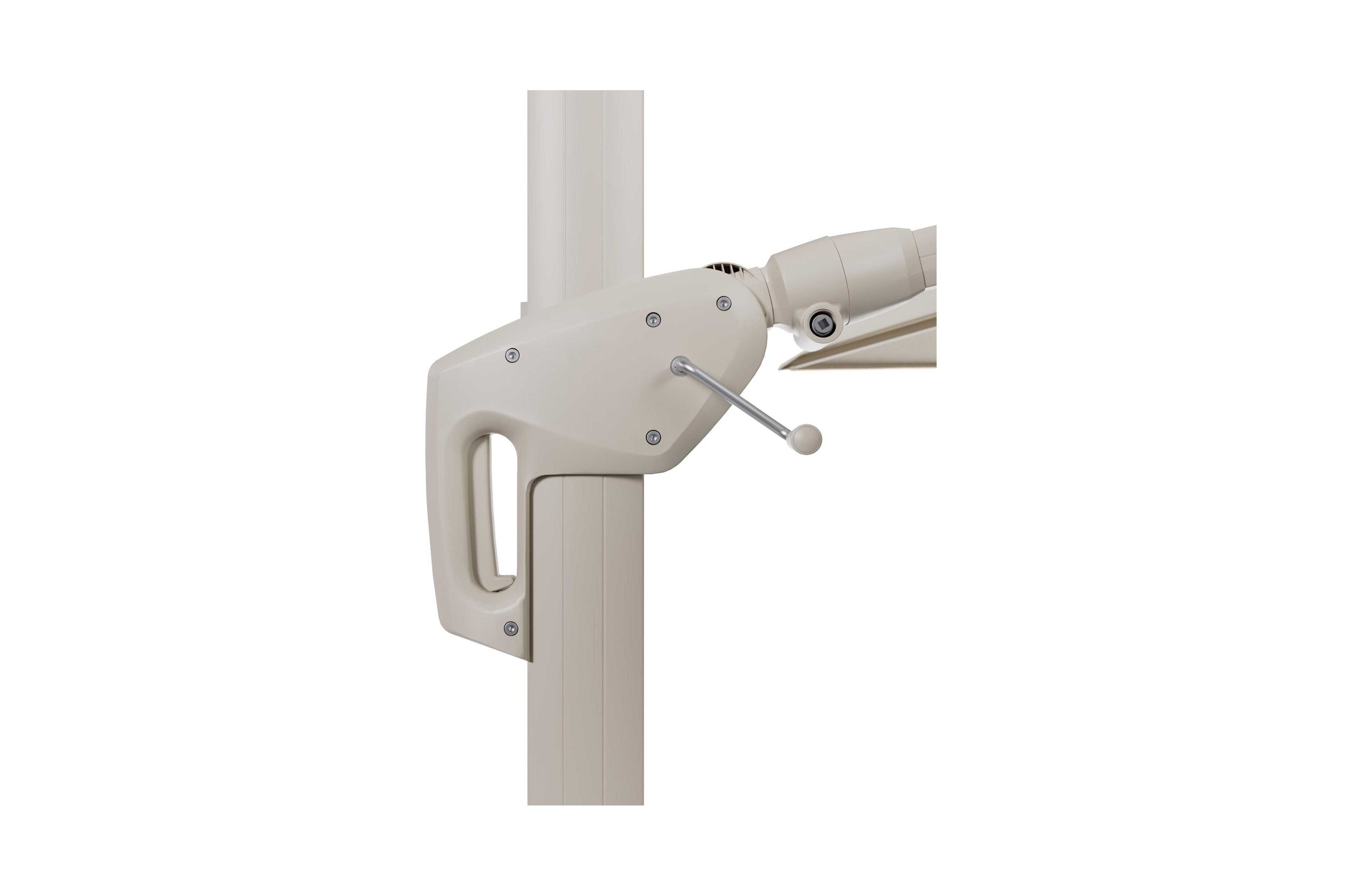 Parasol pendant Minore avec fonction tilt en aluminium beige avec toile de parasol en All Weather Sunbrella Premium beige - Lg. 400 x Lrg. 300 cm (sans pied de parasol)