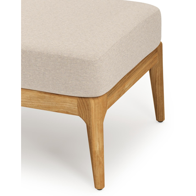Pouf Orso en teck et coussins en all weather sunbrella® luxe Heritage Ash