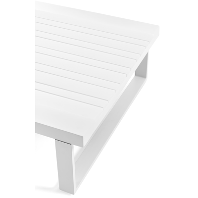 Serado loungehoek in wit aluminium met grijs polyester kussens en loungetafel