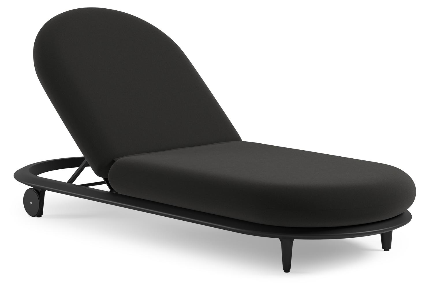 Bomero verstelbaar ligbed in zwart aluminium met natte sooty all weather sunbrella® luxe