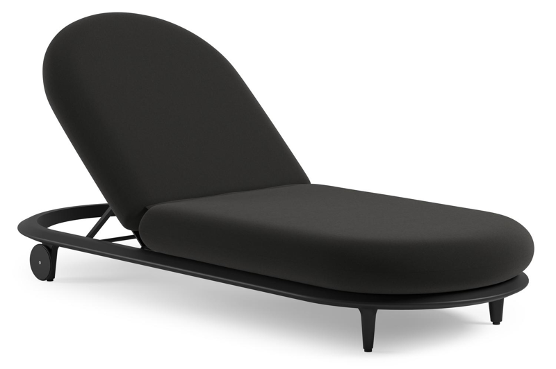 Bomero verstelbaar ligbed in zwart aluminium met natte sooty all weather sunbrella® luxe