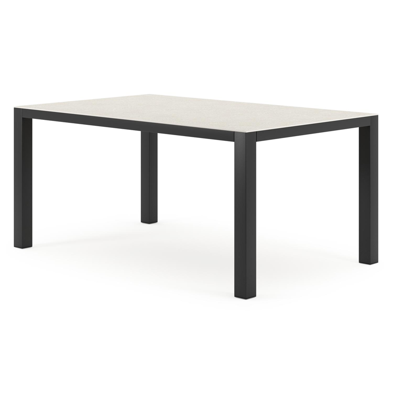 Table de jardin Como en aluminium noir et céramique pleine shilin - Lg 160 x Larg. 100 x H 75 cm