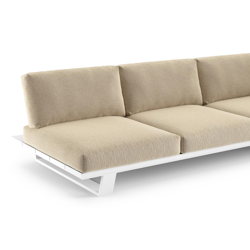 Pagino loungehoek in wit aluminium met althea camel all weather cosytica kussen