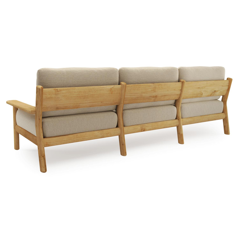 Amaro loungebank in teak met althea camel all weather cosytica kussen