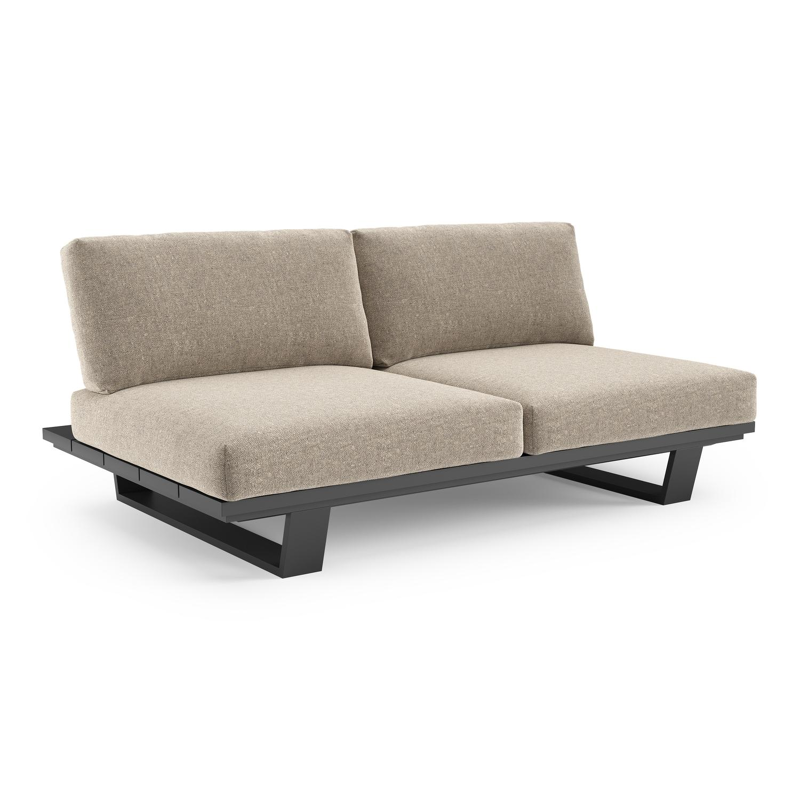 Pagino loungebank in zwart aluminium met chartres pewter all weather sunbrella® luxe kussen