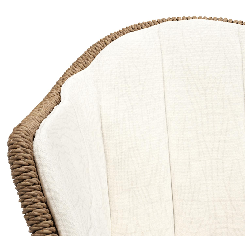 Pagino tuinstoel in wit aluminium en bruin ronde wicker met zitkussen in All Weather Sunbrella® Luxe Natte White