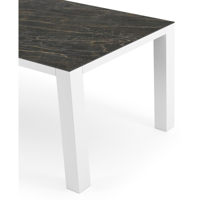 Nano tuintafel rechthoekig in wit aluminium en volkeramiek Black Obsession - L 200 x B 100 x H 75 cm