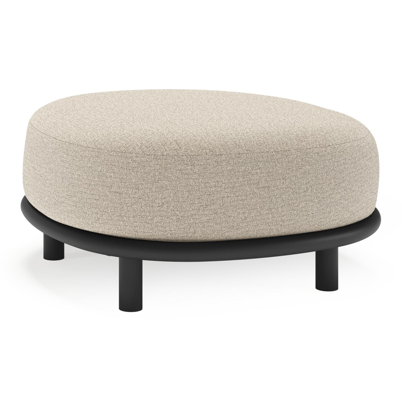 Lupino poef in zwart aluminium met catania sand all weather cosytica kussen