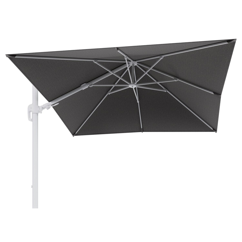 Rufina zweefparasol tiltfunctie in wit aluminium en parasoldoek in All Weather Sunbrella® Luxe Chartres Drizzle - L1 300 x L2 300 cm (zonder voet) (zonder voet)