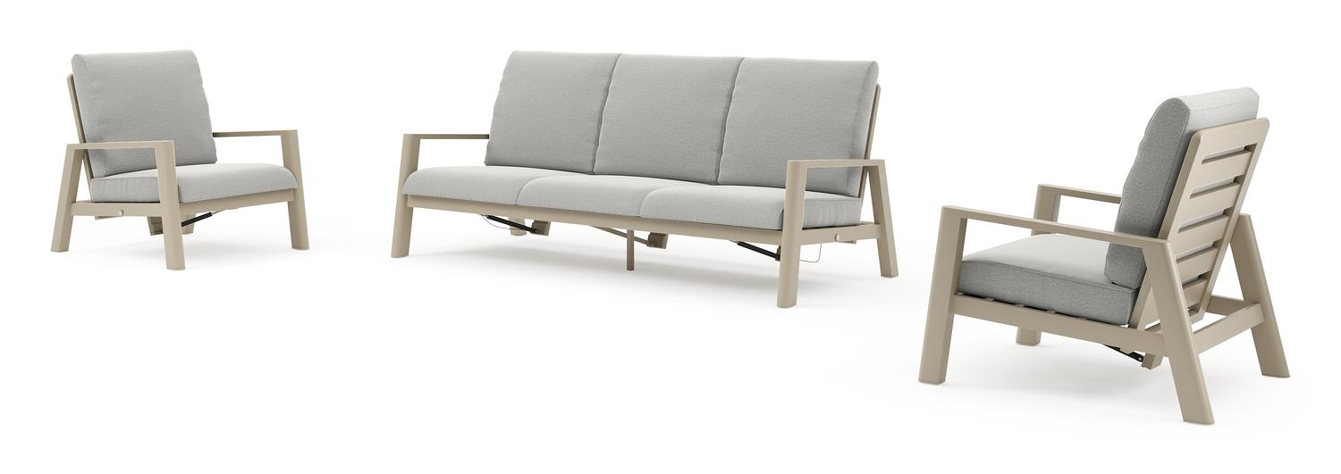 Cirello loungeset in beige aluminium met savane nimbus all weather sunbrella® luxe kussen