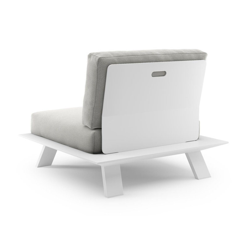 Fauteuil de jardin Cesano en aluminium blanc et coussin en all weather Sunbrella® luxe lopi ash