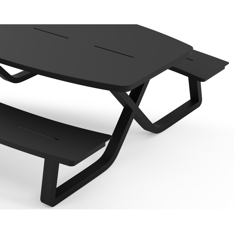 Alora picknicktafel rechthoekig in zwart aluminium - L 200 x B 214 x H 74 cm