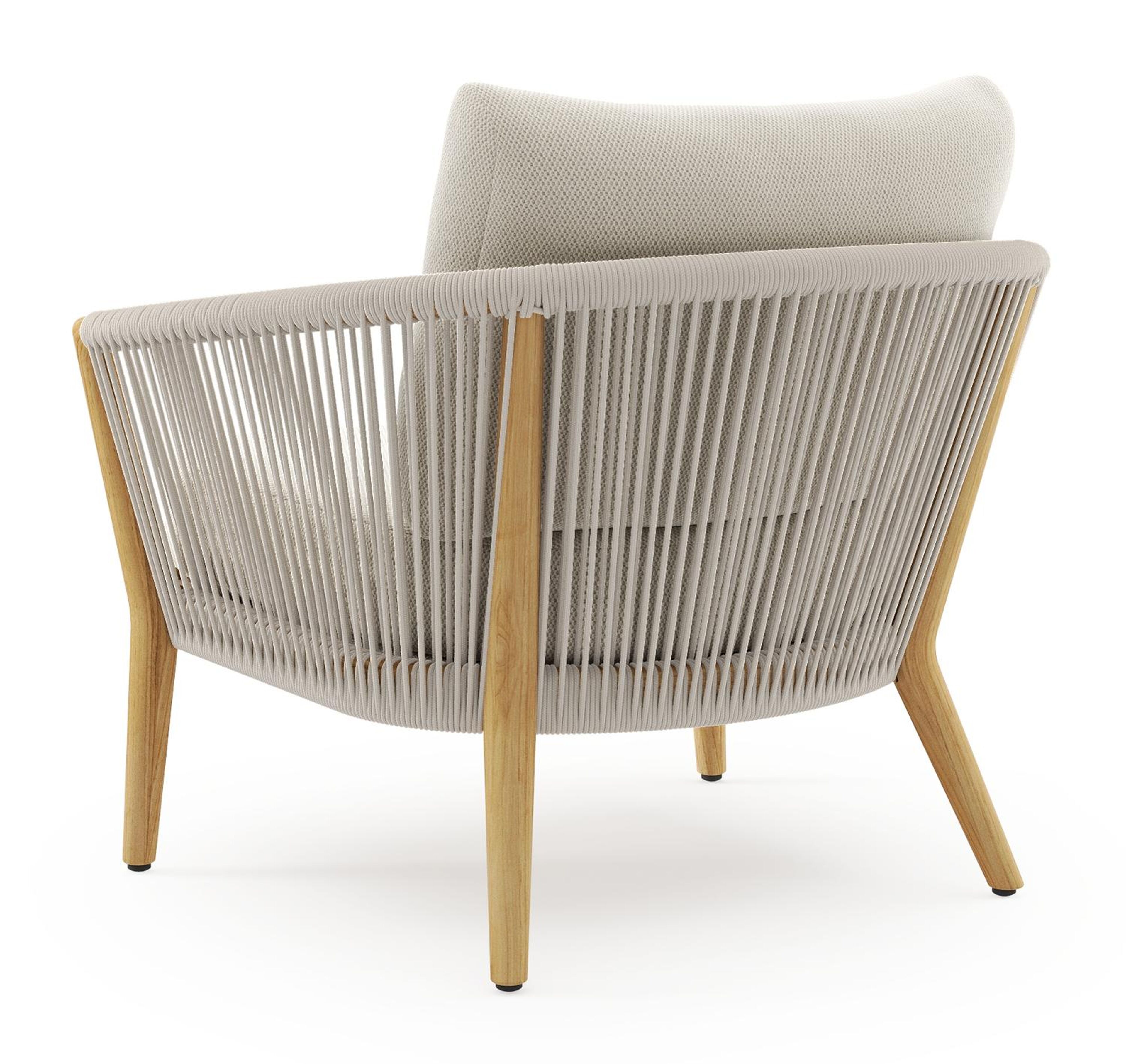 Orso loungezetel 1-zit in teak en beige rope met lopi marble all weather sunbrella® luxe kussen