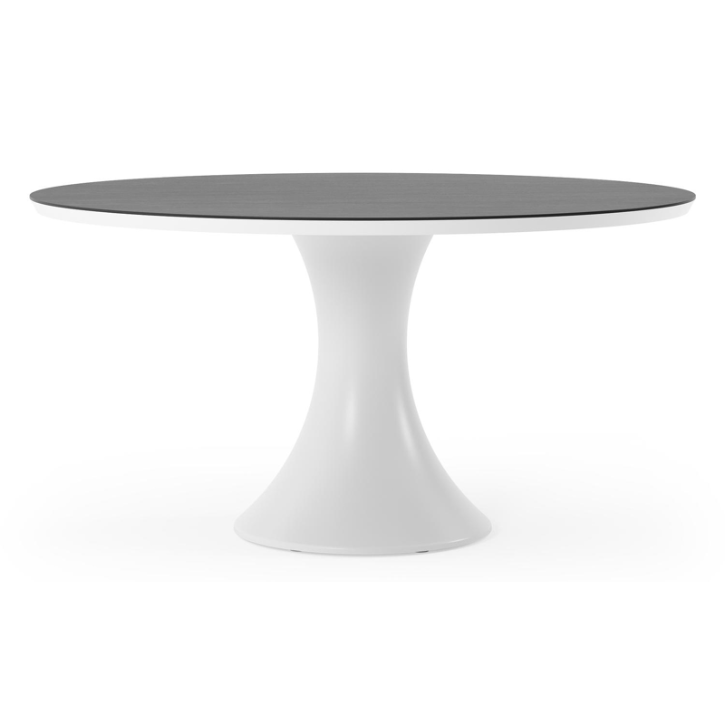 Fano tuintafel rond in wit aluminium en volkeramiek Basalt Black - Dia. 148 x H 75 cm