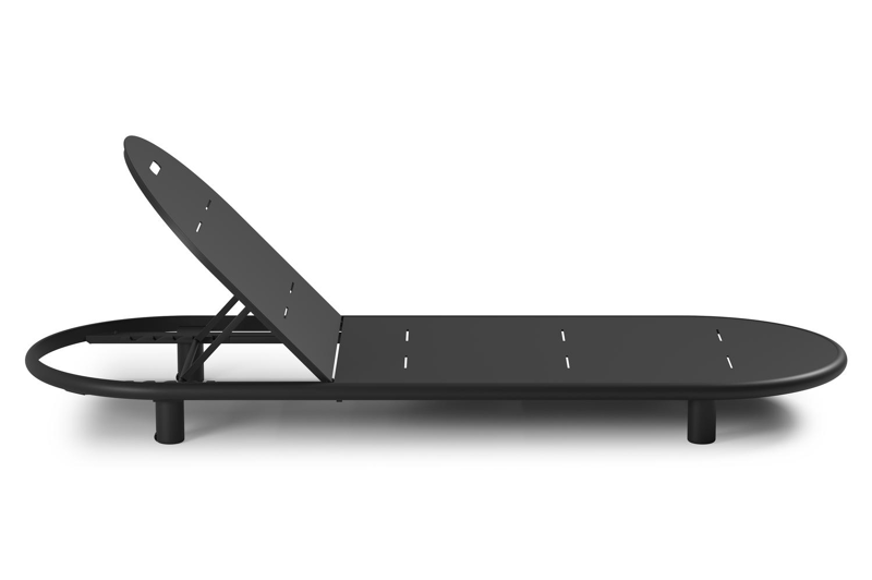Lomano verstelbaar ligbed in zwart aluminium met chartres sooty all weather sunbrella® luxe