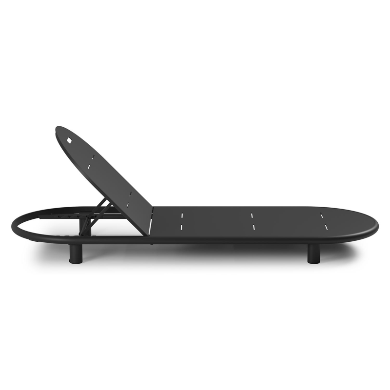 Lomano verstelbaar ligbed in zwart aluminium met chartres sooty all weather sunbrella® luxe