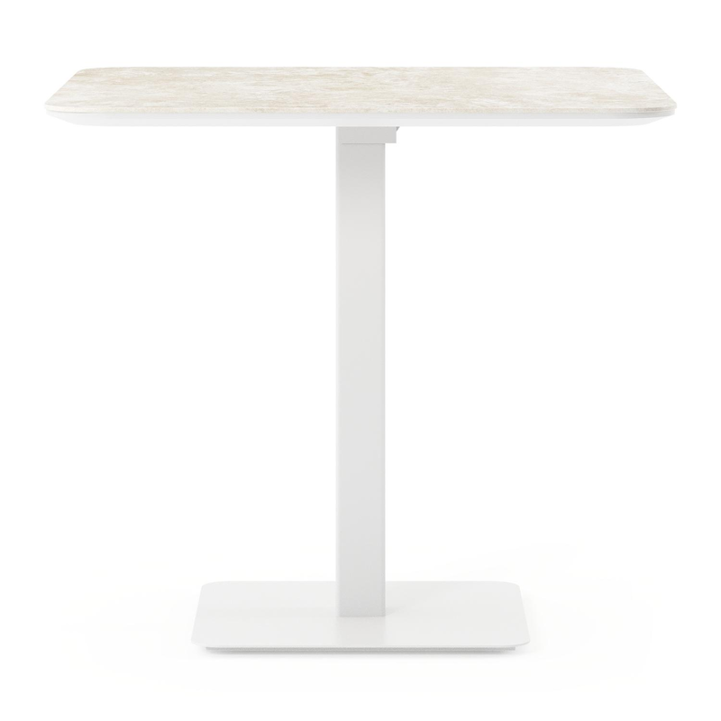 Fano kantelbare tuintafel afgerond vierkant in wit aluminium en volkeramiek Rapolano L 80 x B 80 cm