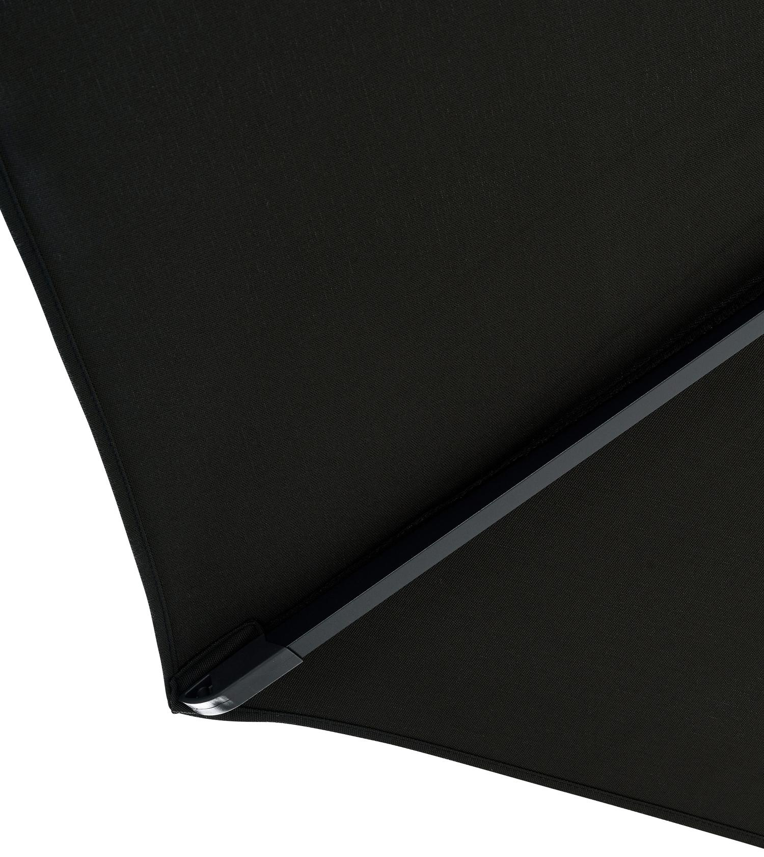 Viola staanparasol in zwart aluminium met zwart weather+ softtouch parasoldoek - L1 300 x L2 400 cm (zonder voet)