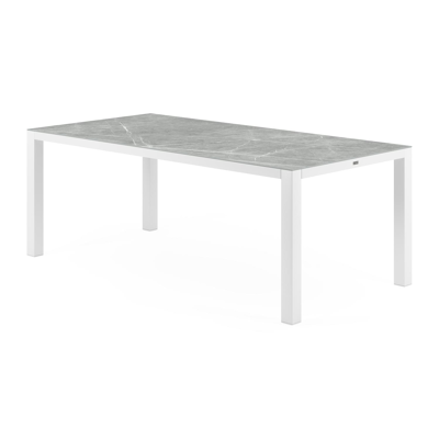 Como tuintafel in wit aluminium en volkeramiek zaha stone - L 200 x B 100 x H 76 cm
