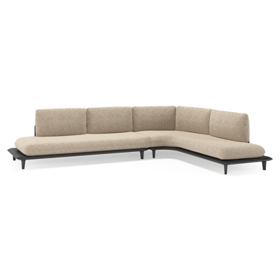 Bomero loungehoek in zwart aluminium met bora jungle all weather cosytica kussen