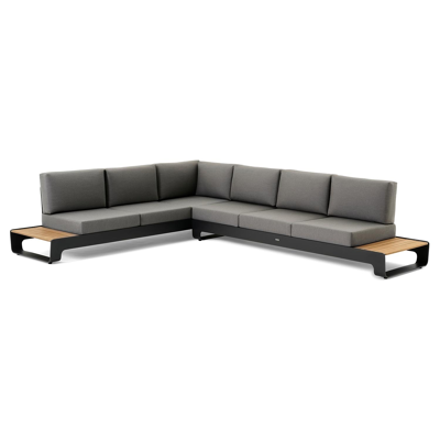 Atessa loungeset in zwart aluminium en met Sunbrella premium kussens 